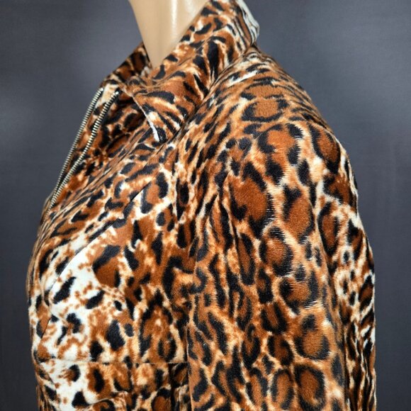 Y2K Nygard Leopard Faux Fur Jacket Size 6 Short Full Zip Indie Sleaze Grunge - Picture 6 of 11